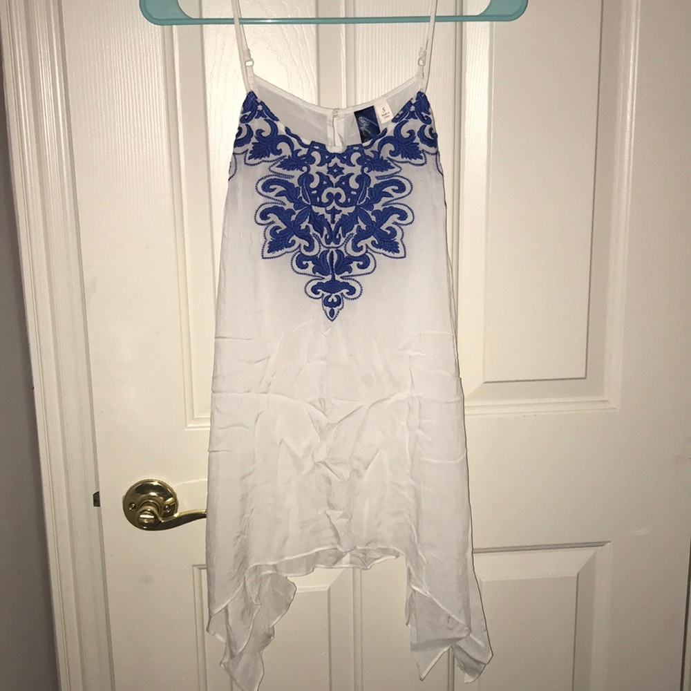 Blue and white tank top